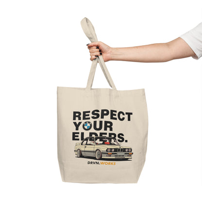 BMW E30 Respect Your Elders Tote Bag