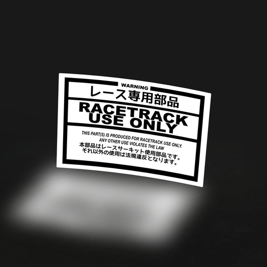 RACETRACK USE ONLY Vinyl Adhesive Sticker